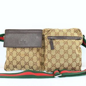 Auth Gucci Sherry Line Gg Waist Pouch #45304G30B
